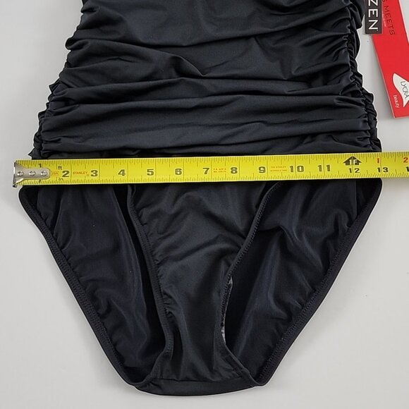 Jantzen Women's Black One Piece Swimsuit Halter Ruched Waist Bejeweled Size 8 - Picture 14 of 15